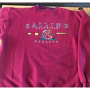 Vintage Sailing Sweatshirt M 1990s Graphic Y2K Embroidered 90s Preppy Regatta